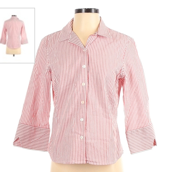 Faconnable Red & White Striped Button Down - Picture 1 of 2